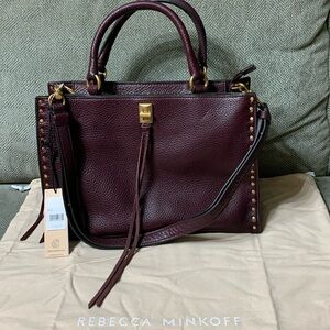 BRAND NEW 🔥 REBECA MINKOFF DARREN TOP ZIP SATCHEL 😃 MALBEC COLOR WITH DUST BAG